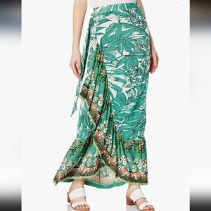 Desigual Eryx Wrap Maxi Long Skirt Tropical Floral Cruise Ruffle Lily